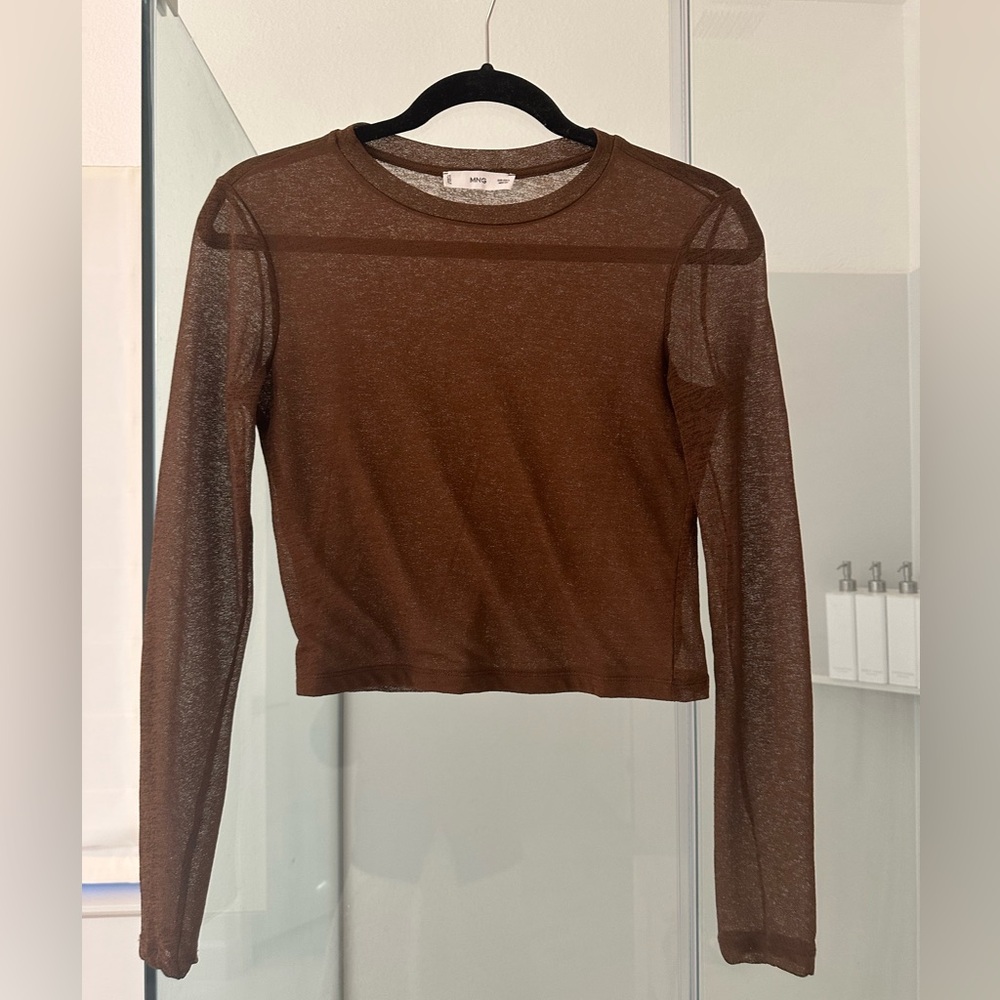 Mango Sheer Chocolate Long Sleeve Top